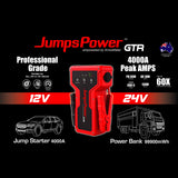 JumpsPower GTR 4000A Professional Portable Jump Starter & Power Bank with LED Light - Front View