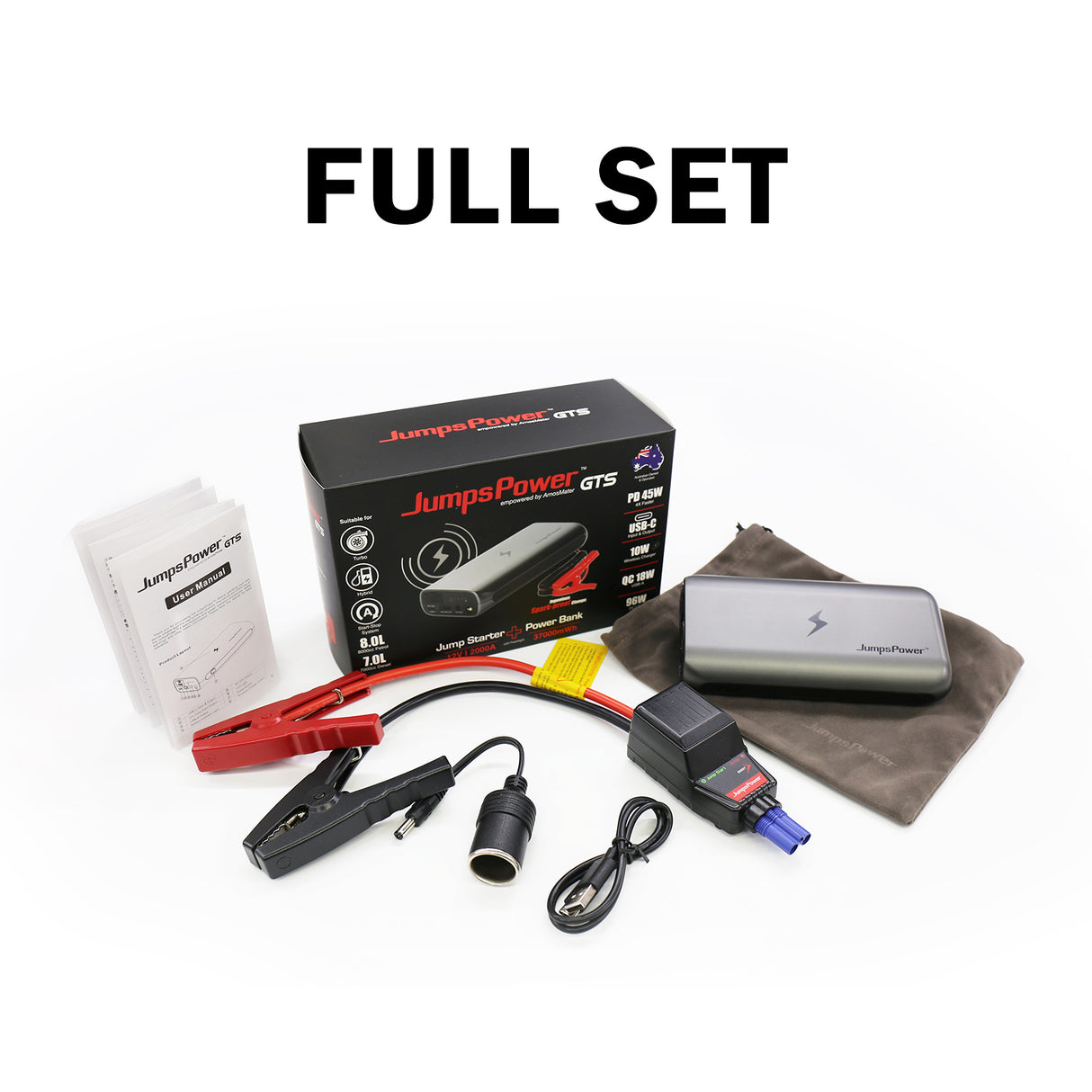 2000A JumpsPower GTS Jump Starter Powerbank 37000mWh 12V Phone Car Battery Charger