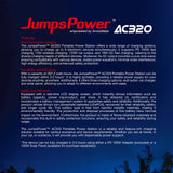 320W Portable Power Station JumpsPower Wireless Battery Charger 307Wh LED Light - Top-Down View