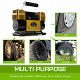 Dynamic Power Gold Portable Car Tyre Air Compressor Deflator Inflator 300L/MIN 12V - Side View