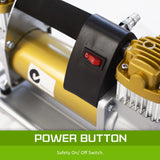 Portable Car Tyre Air Compressor Inflator 200L/MIN 12V GOLD - Rear View