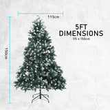 Snowy Christmas Tree Xmas Pine Cones 5Ft 150cm 720 tips GREEN - Extra Image