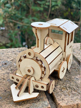 Build and Paint your own locomotive train Kids wood model toy train-plywood DIY kit - Top-Down View