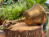 Brass Bell 6 inch Buddhist Nepal Tibetan Prayer Bell Meditation Stress Relief or Sound Therapy