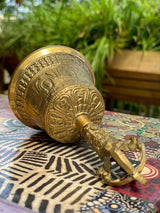 Brass Bell 6 inch Buddhist Nepal Tibetan Prayer Bell Meditation Stress Relief or Sound Therapy - Low Angle
