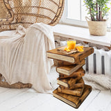 Side Table, corner Stool, Plant Stand Raintree Wood Natural Finish-Book - Front View