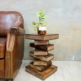 Side Table, corner Stool, Plant Stand Raintree Wood Natural Finish-Book - Top-Down View
