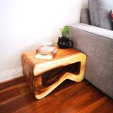 Side table, coffee table or entrance corner table-hand crafted from solid wood - Front View