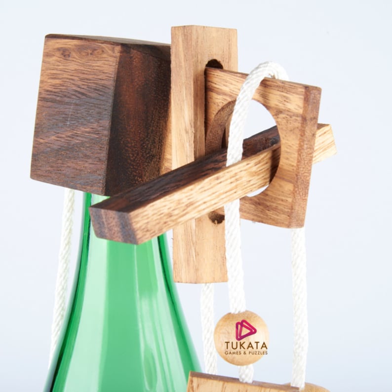 Brainteaser wine bottle mystery lock puzzle- open the lock before you can have a drink! Great party gift, image 2