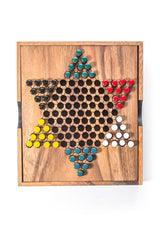 Chinese Checkers - wooden board game, strategy game, game for adults, game - Side View