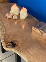 Coffee side table Silky Oak handmade with legs - Top-Down View