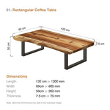 Coffee Table 1.2m (120cm) Hand carved from Acacia tree (Saur Wood)- designed by nature. (table 26) - Top-Down View