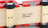 Fire truck wooden 3 years + with ladder and firemen Fire engine Red - Top-Down View