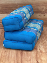 3-Fold Zafu Meditation Cushion Set Blue Medium Size - 45-Degree Angle