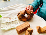 Brain teaser puzzle 3D hand made - Football round natural wood for kids or adults - Top-Down View