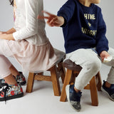 Hand Carved Children's Chair Stool Wooden Train Locomotive Theme - 45-Degree Angle