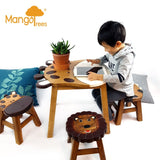 Hand Carved Children's Table Wooden GIRAFFE Theme - Rear View