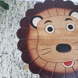Hand Carved Children's Table Wooden LION Theme - Rear View