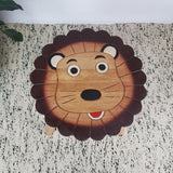 Hand Carved Children's Table Wooden LION Theme - Close-Up Angle