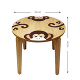Hand Carved Children's Table Wooden MONKEY Theme - Front View