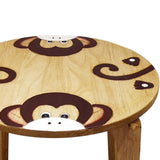 Hand Carved Children's Table Wooden MONKEY Theme - 45-Degree Angle