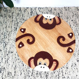 Hand Carved Children's Table Wooden MONKEY Theme - Rear View