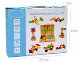 Children's pretend play build fix wood Toolbox Toy, Carpenter Traddie Set For toddlers and kids - Front View