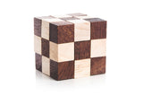 4 individual brainteaser wooden puzzles in a gift wooden box - Side View