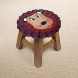 Children's Chair Stool Wooden Lion Theme - Rear View