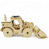 Model Bulldozer Tipper truck: Solar or battery powered plywood model-includes Motor or Solar powered options plus paint brush set - Rear View