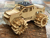 Model car 3D Ply Wood puzzle- Build and Paint your own 4 x 4 Truck Car craft kit with MOTOR (solar or battery) - Front View