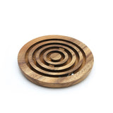 Marble run brain teaser puzzle, wood, handmade 3D puzzle-get all 3 marbles together - Front View