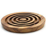 Marble run brain teaser puzzle, wood, handmade 3D puzzle-get all 3 marbles together - Side View