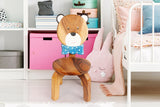 Children's furniture Set Bear Table and 2 Chairs -natural wood handmade and solid build - Side View
