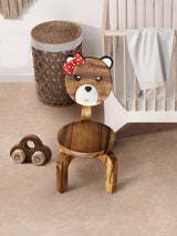Children's furniture Set Bear Table and 2 Chairs -natural wood handmade and solid build - Top-Down View