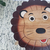 Hand Carved Children's Table Wooden LION Theme - Top-Down View