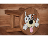 Kids furniture Wooden Stool Puppy Dog Chair Toddlers Step Sitting - Front View