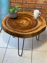 Round Raintree Wood Live Edge Coffee Table - Front View