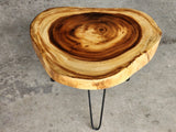 Round Raintree Wood Live Edge Coffee Table - 45-Degree Angle