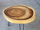 Round Raintree Wood Live Edge Coffee Table - Close-Up Angle