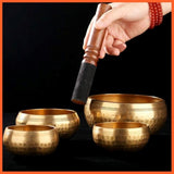 Singing bowl Nepalese Tibetan genuine 592g bowl 12 cm size includes genuine wand - Low Angle
