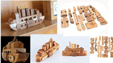Ship boat Puzzle - 3D Interlocking boat wooden puzzle. - Front View