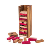 Stacking tumbling blocks wood Red colours balance game with dice play options handmade stacking Fun Board Games Kids Ages 4 to Adults - Front View