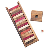 Stacking tumbling blocks wood Red colours balance game with dice play options handmade stacking Fun Board Games Kids Ages 4 to Adults - Side View