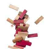 Stacking tumbling blocks wood Red colours balance game with dice play options handmade stacking Fun Board Games Kids Ages 4 to Adults - Rear View