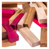 Stacking tumbling blocks wood Red colours balance game with dice play options handmade stacking Fun Board Games Kids Ages 4 to Adults - Low Angle