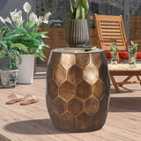 Tablua Australia Modern Round Side Table, Honeycomb Indoor Outdoor Accent End Table - Front View