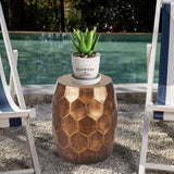 Tablua Australia Modern Round Side Table, Honeycomb Indoor Outdoor Accent End Table - Top-Down View