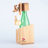 Brainteaser wine bottle mystery lock puzzle- open the lock before you can have a drink! Great party gift - Front View