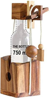 Brainteaser wine bottle mystery lock puzzle- open the lock before you can have a drink! Great party gift - Low Angle